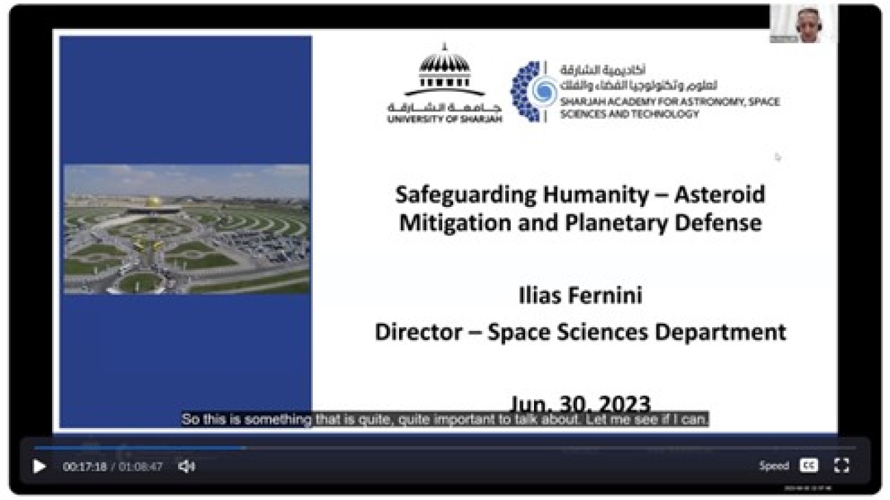 SAASST &quot;Asteroid Day June 30&quot; Celebration &quot;Safeguarding Humanity - Asteroid Mitigation and Planetary Defense&quot; Prof. Ilias Fernini